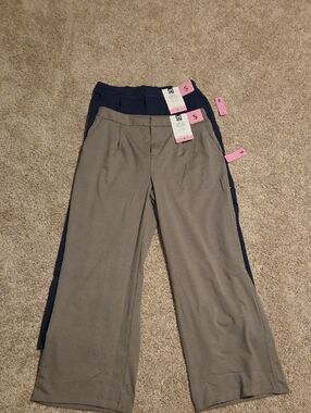 Womens  Wide-Leg Dress Pants - Light Brown and Navy